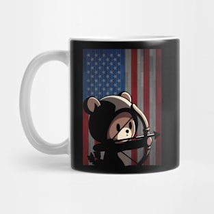 Cute Bear USA Flag Archery Mug